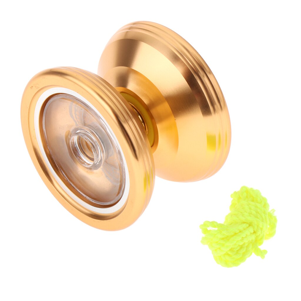 Metal Aluminum and Steel Trick Yoyo with Ball Bearing Axle and Extra String, Classic Gold