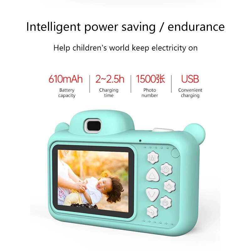 Mini enfants caméra Full HD 1080P appareil photo numérique 2.4 pouces écran enfants jeu étude jouet caméra double lentille mignon dessin animé caméra