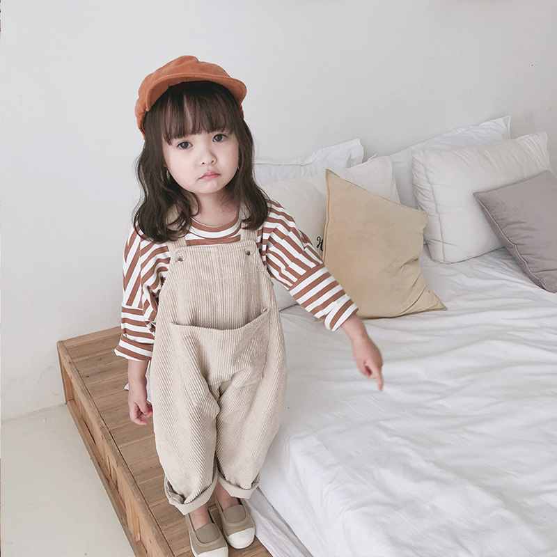 2022 Children Toddler Boys Kids Solid Overalls Suspender Trousers Casual Corduroy Baby Bib Pants Solid Outwear 9M-5T