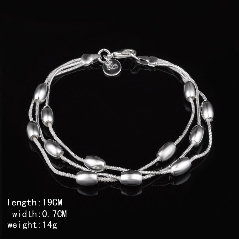 H236 925 zilveren armband, 925 zilveren sieraden Drie Lijn Gloss Bal Armband/azvajrca awjajnqa