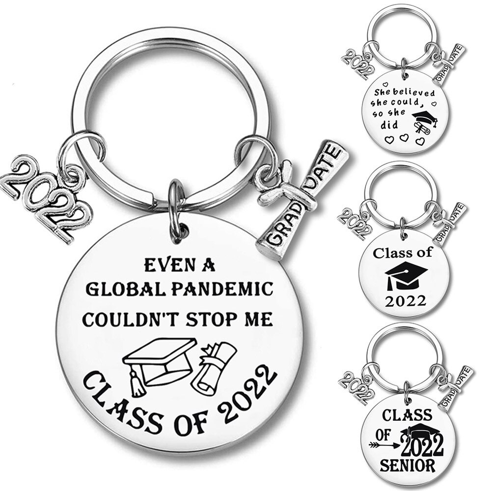 Stainless Steel Graduate Keychain Lettering Class Of 2022 Key Chain pendant Inspirational