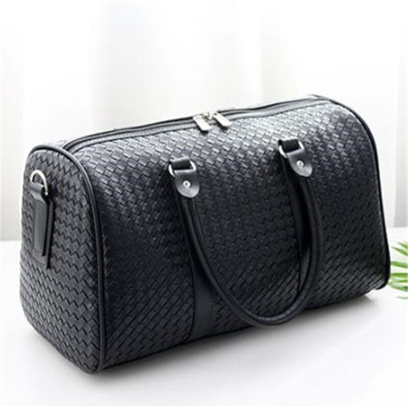 Heren Reizen Duffle Tassen Pu Leer Weaven Mode Handtassen Grote Capaciteit Multifunctionele Waterdichte Rits Zakelijke Bagage Tassen