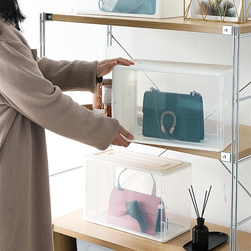 Caja de almacenamiento transparente para zapatos, 2 uds., caja de plástico para zapatos, bolsa antipolvo, armario de almacenamiento apilable para botas, zapatillas, Organizador