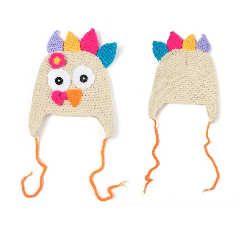 Peuter kinderen baby winter warme cartoon muts grappige kalkoen thanksgiving kostuum gebreide muts feest fotografie prop