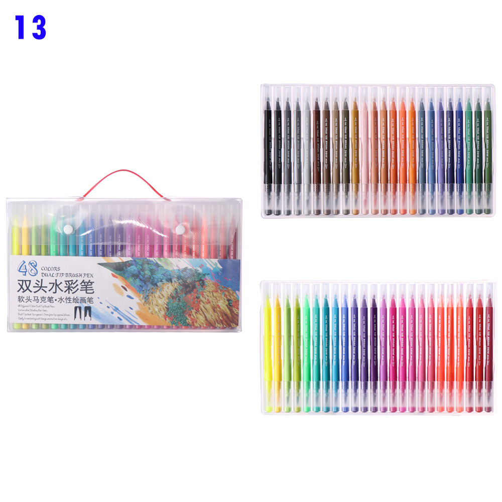 Caneta aquarela de cabeça dupla, caneta de aquarela com 12/18/24/36/48/72/100/unidades/pacote cores conjunto de marcador de cor, caneta de marcador de arte, canetas, material escolar: 13