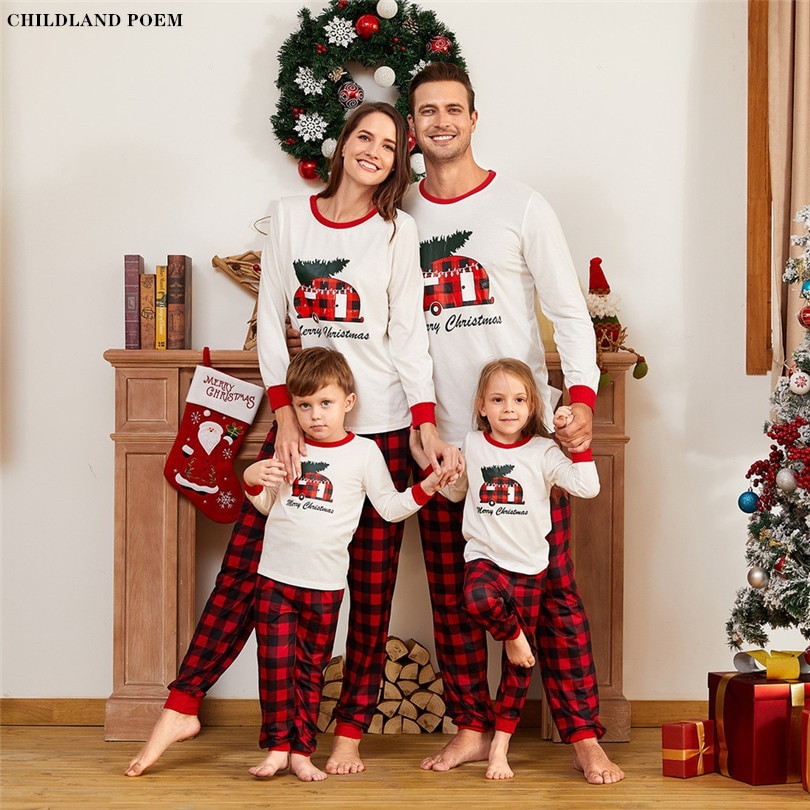 Familie jul pyjamas jule familie matchende pyjamas sæt tøj mor datter far børn baby nattøj nattøj