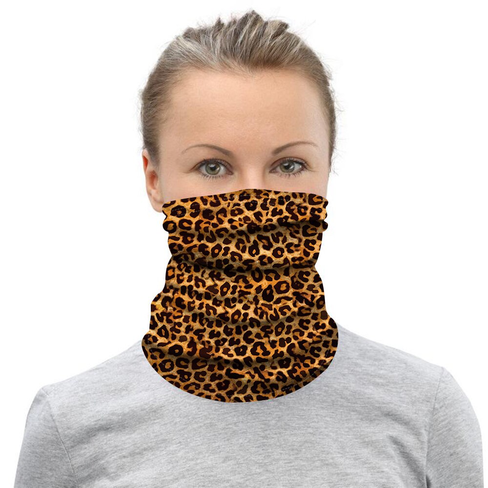 Dyr pels mønster leopard print ansigtsmaske halv sol støv beskyttelse tørklæde 3d rør maske sømløs holdbar ansigt bandana