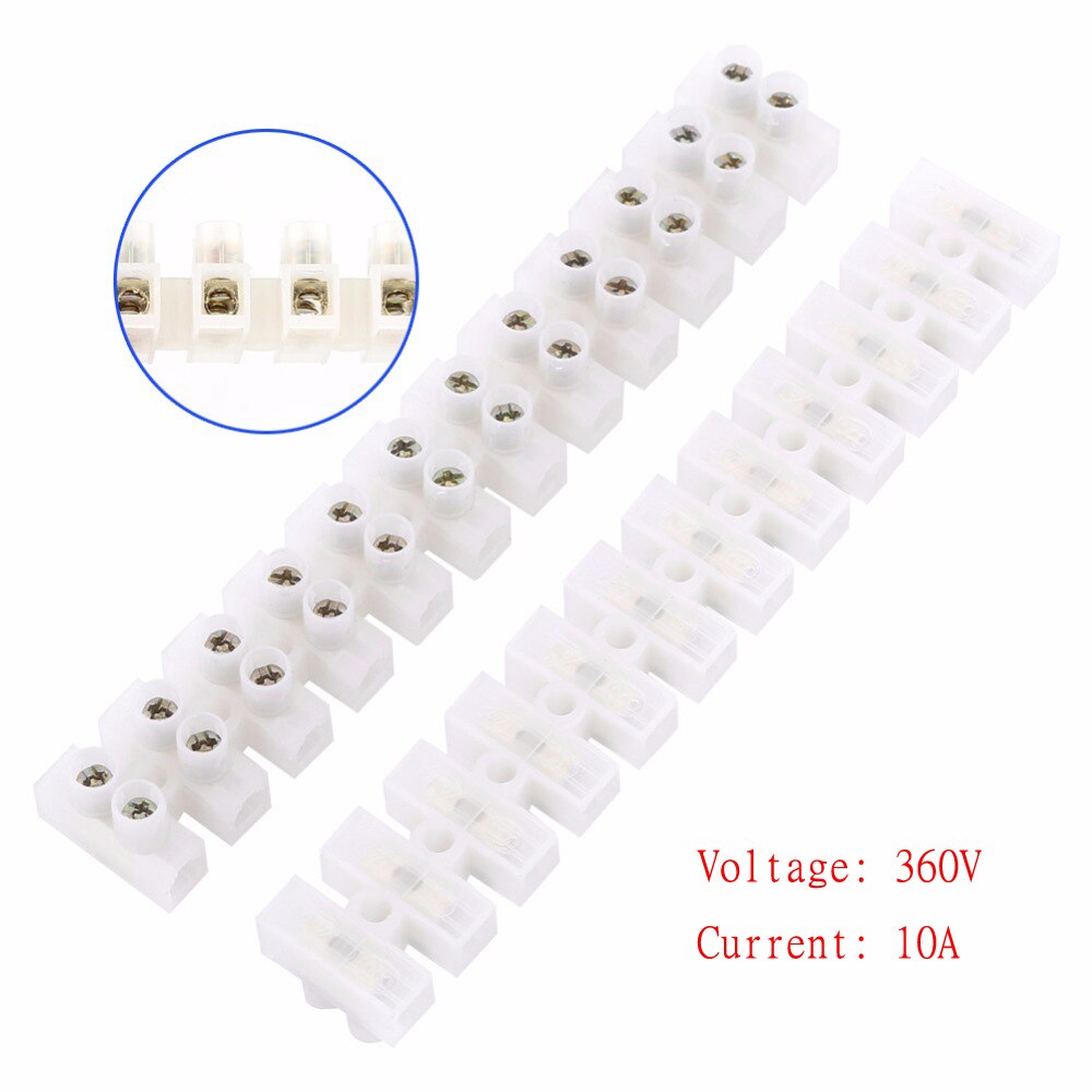 10pcs 360V 12 Position Barrier Screw Terminal Block Connector Electrical Wire Connection Electric Dual Row 10A Terminal Strip