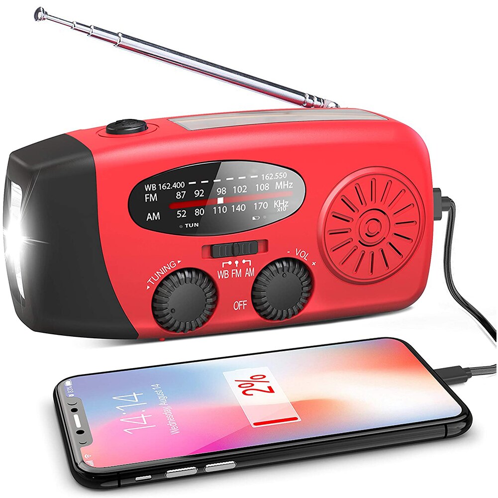 High Sensitivity Clear Volume Radio Multifunctional Radio Hand Crank Solar USB Charging FM AM WB NOAA Weather Radio
