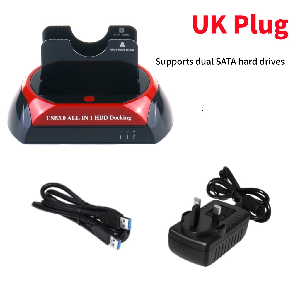 Stacja dokująca podwójny-Zatoka USB 3.0 SATA na dyski twardy - dla dysków HDD/SSD o rozmiarze 2,5 i 3,5 cala z szybkim transferem danych: Czerwony