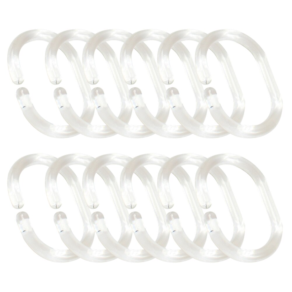 Twisted Bad Ring / Boxed Transparante C-Vormige 12 Pack Gordijn Ringen Haken Douchegordijn Ringen Voor Douche Staaf: Default Title