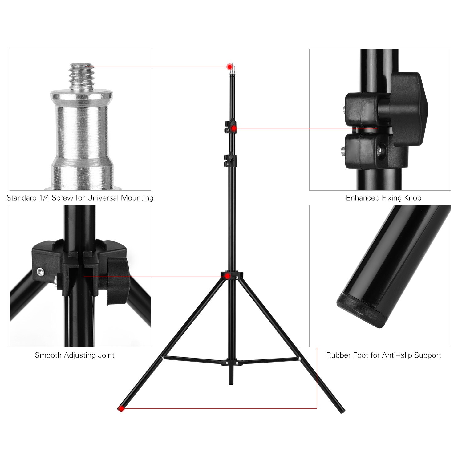 Fotografia Treppiedi Del Basamento 2m di Altezza Regolabile con 1/4 Vite di Montaggio luce dello studio del basamento del treppiedi per l'illuminazione