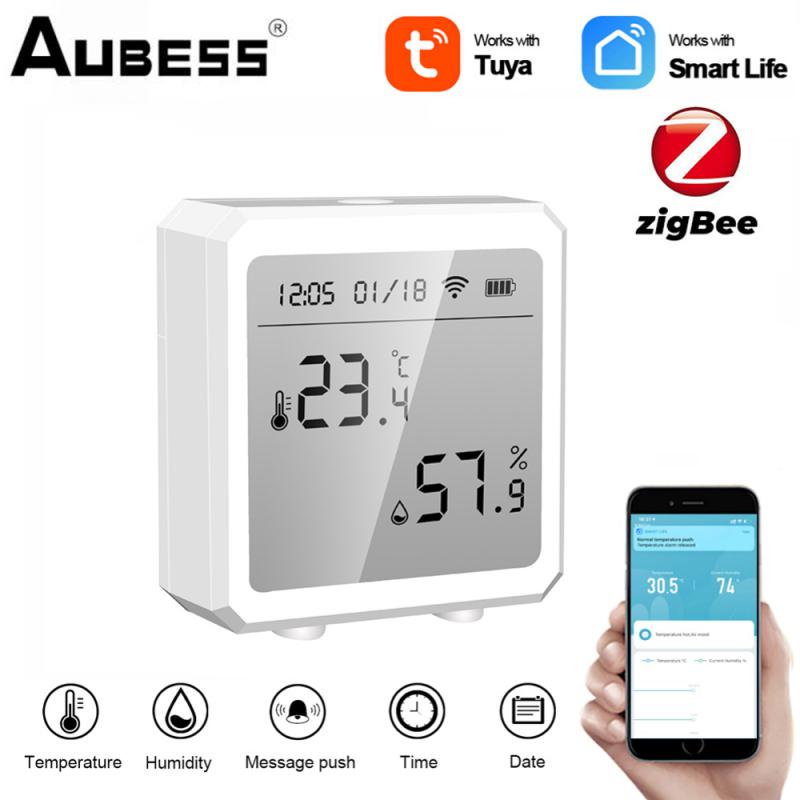 Tuya Zigbee Smart Temperature And Humidity Sensor Controller Meter Indoor Hygrometer Thermometer Support Alexa Google Home