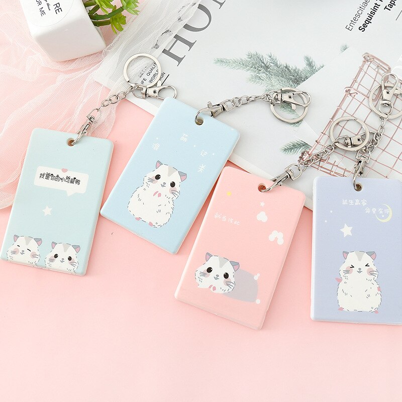 Cute Cartoon ID Bus Card Pass Holder Keyring Key Chain Case Wallet Pouch Business Credit Card Holder Identity Badge Card Cover