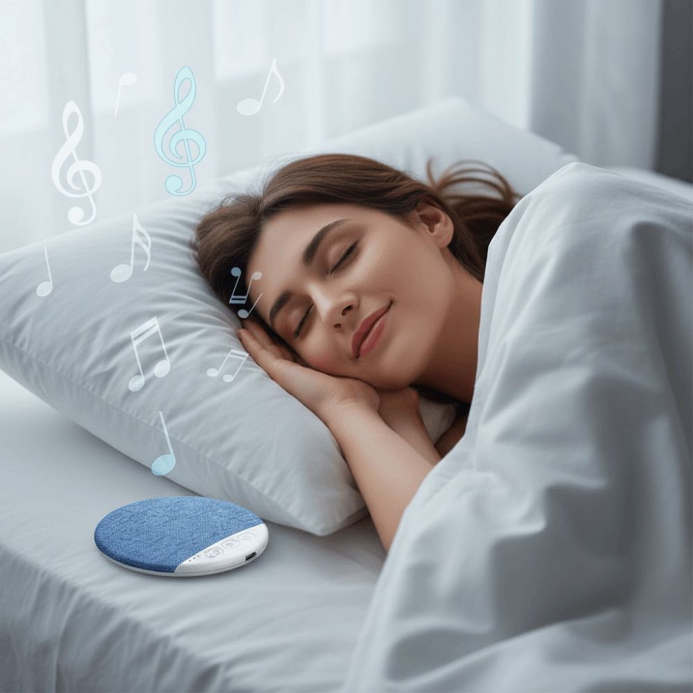 Bone Conduction Under Pillow Speaker: Wireless Bluetooth Sleep Soundbar, Timer Auto-Off, Tinnitus Masking White Noise Box