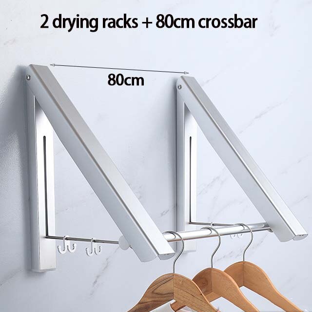 Porte-linge mural en aluminium, support de séchage rétractable pour vêtements, gain de place à l'intérieur et à l'extérieur, corde à linge pour la maison: 2 drying racks-80-S