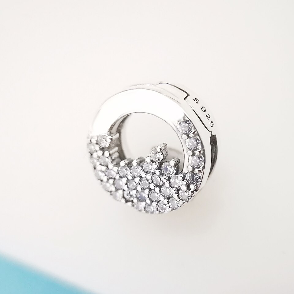 Charme Echt 925 Sterling Silber passen Original Silber Armbinde glänzend Zirkon Schneeflocke Original Reflexion Schmuck