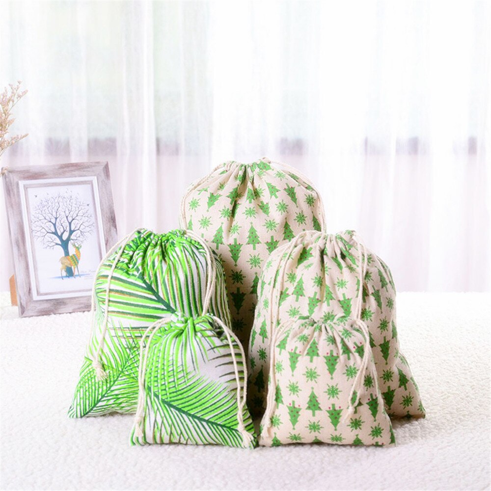 3PCS/Set Casual Women Cotton Drawstring Shopping Bag Eco Reusable Folding Grocery Cloth Underwear Pouch Case Travel Home Storage