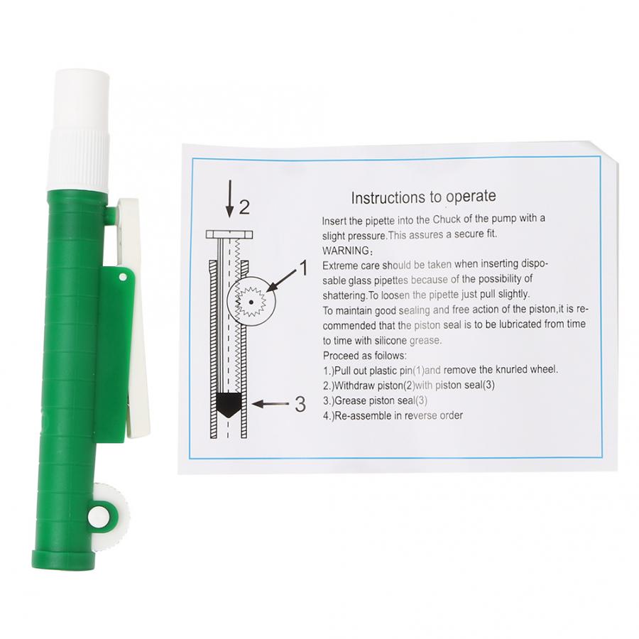 10 ml Pipette Pump Filler for Disposable Plastic and Glass Pipettes Green lab Pipette Pump