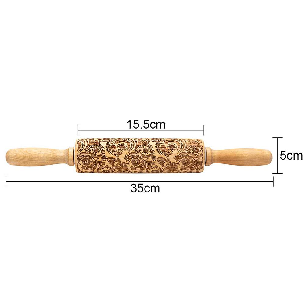 Bloem Blad Reliëf Houten Roller Rolling Pin: Flower 2