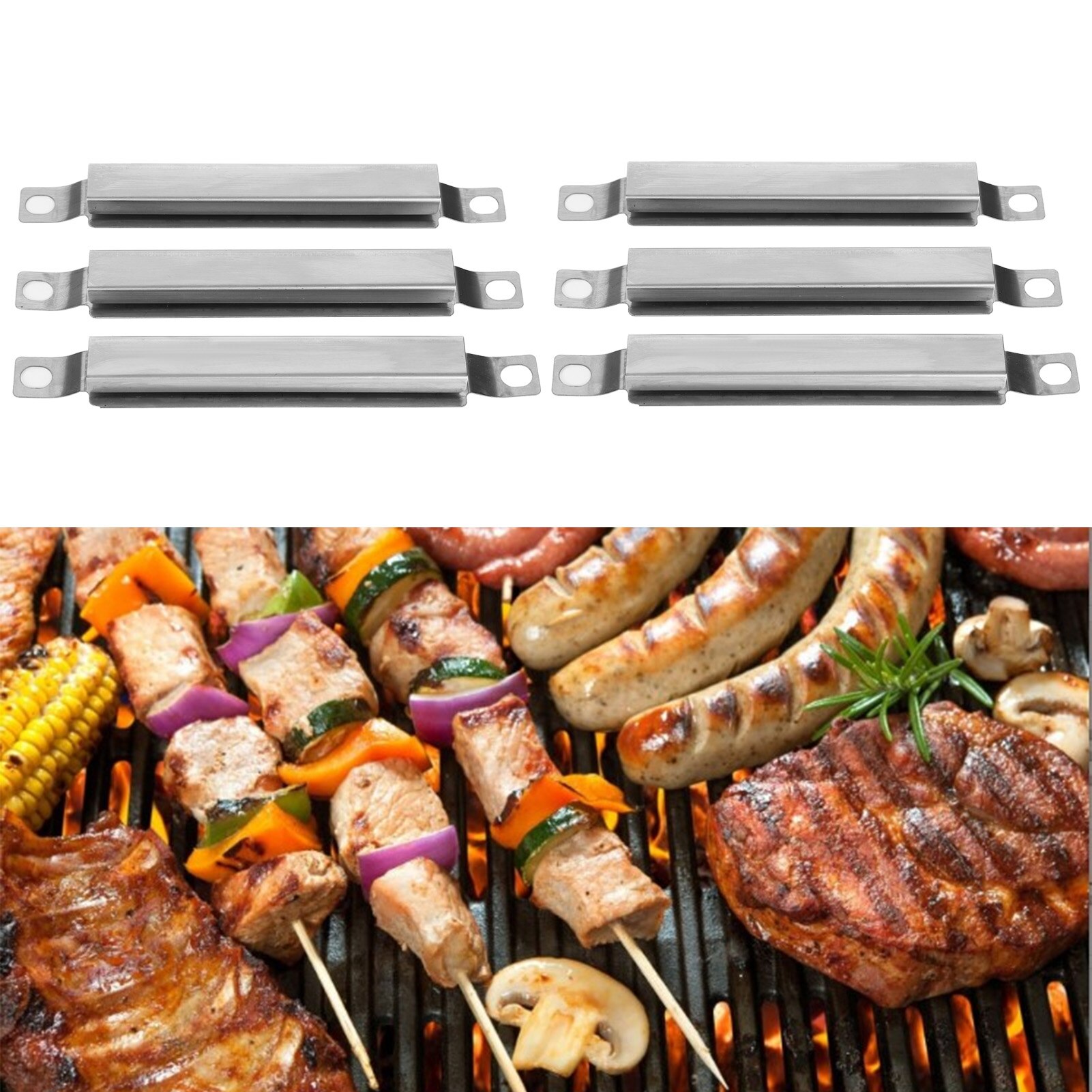 6Pcs Barbecue Grill Crossover Adjustable Channel Tubes Barbecue Stainless Steel Gas Repair Part Kit BBQ Grill Replacement
