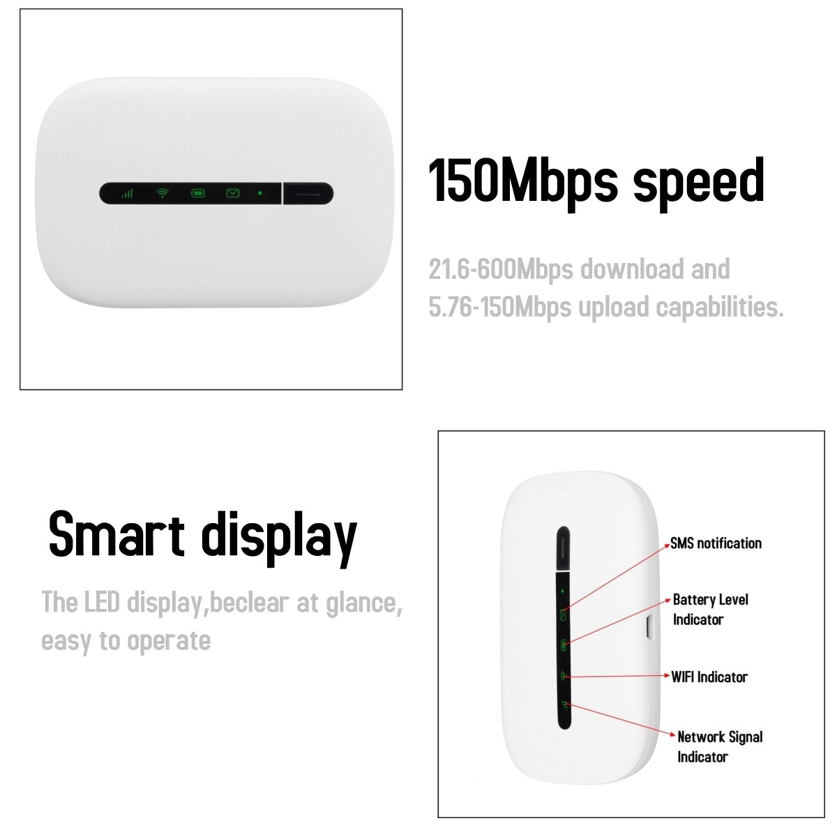 Portable Mini Wifi 3G/4G Router LTE Wireless Mobile Wifi LTE/HSPA+/3G/EDGE/GPRS Networks