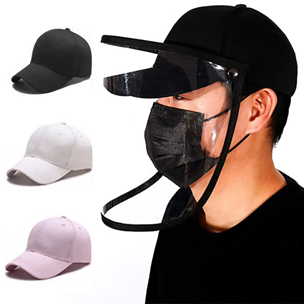 Anti Spitting Beschermende Hoed Stofdicht Baseball Cap Met Afneembare Gezichten Shield Voor Mannen Vrouwen 56-60Cm Hoofd omtrek