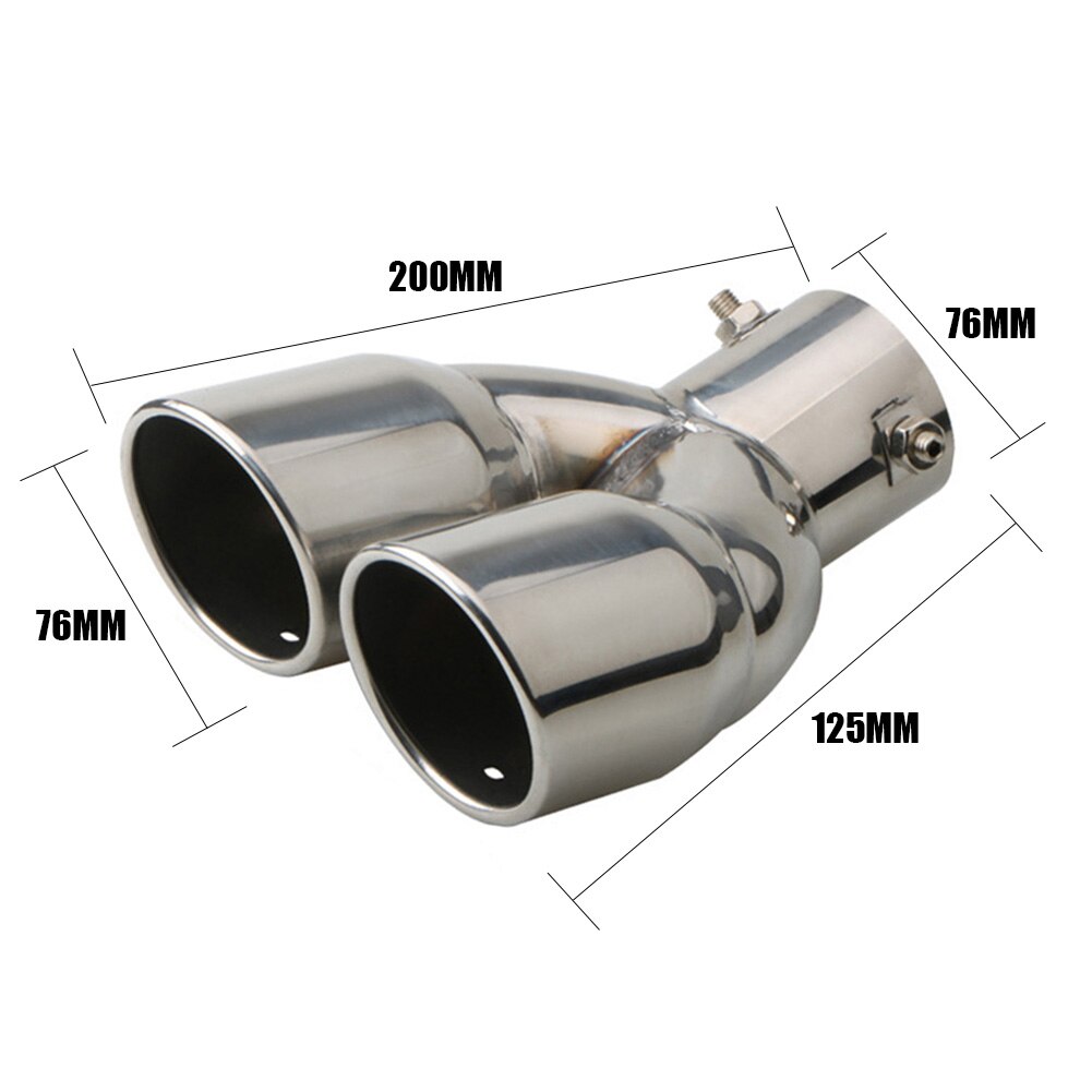 Double embout d'échappement courbé, bord roulé incliné, en acier inoxydable, entrée 76mm, silencieux Auto, argent, fournitures pour l'extérieur de la voiture: Argent