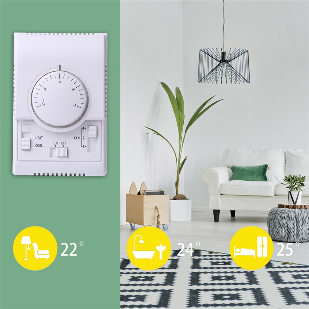 Thermostat Control Switch Temperature Controller Central Air Conditioner Fan Coil Temperature Device