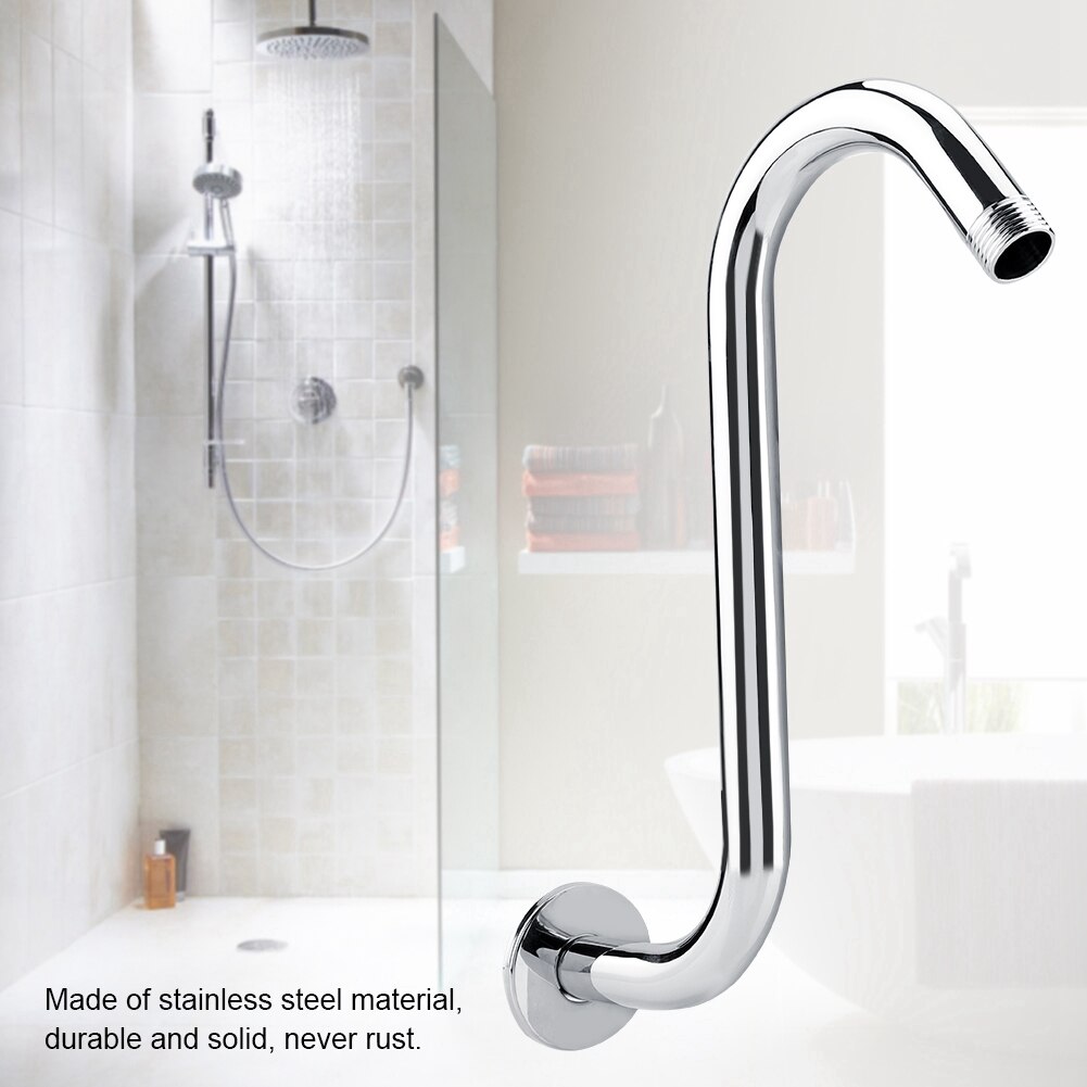 8 inch Shower Head Bracket 201 Stainless Steel Shower Extension Arm High Rise S-Curved Shower Arm Bathroom Accessories