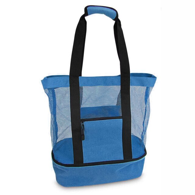 Outdoor Reizen Picknick Tas Strand Isolatie En Vers Houden Zak Mesh Strand Tas Voor Outdoor Reizen Strand Picknick Camping maaltijd Tas: Blue