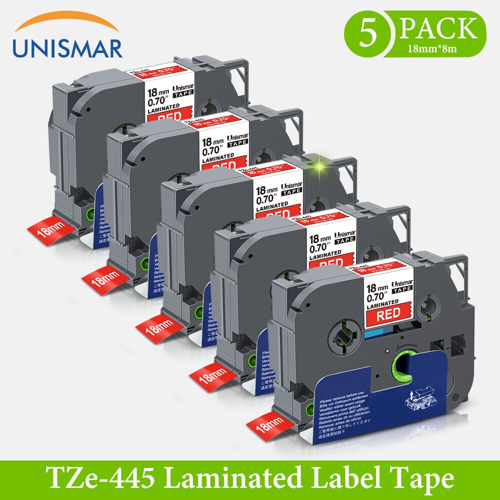 5PK TZe Tape TZe-M41 Black on Matt Clear 18mm Laminated Label Tape Replace Brother P-touch PT Label Maker Standard Adhesive Tape: White on Red