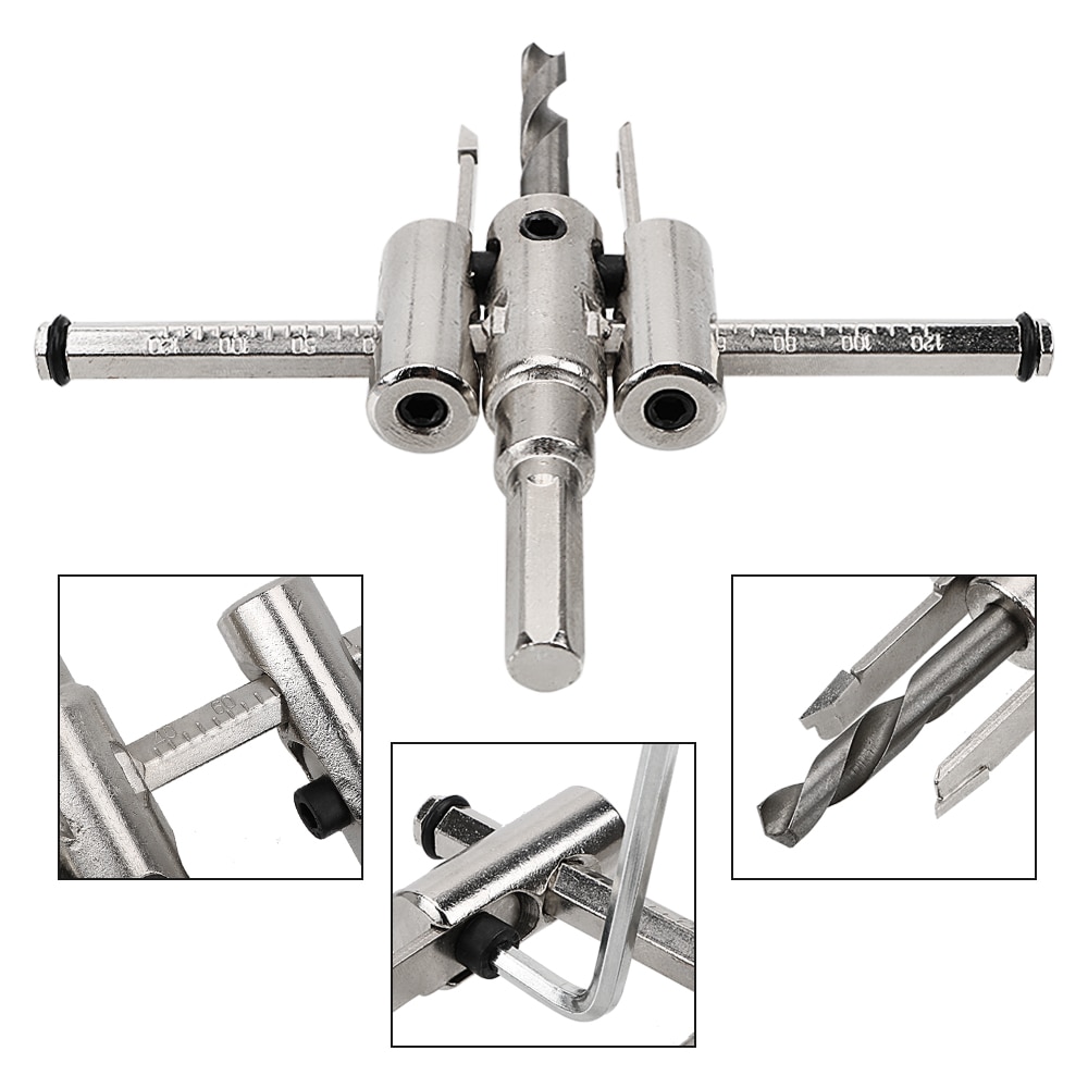 NICEYARD 40-120mm Adjustable Wood Circle Hole Saw Drill Bit Cordless Circle Cutter