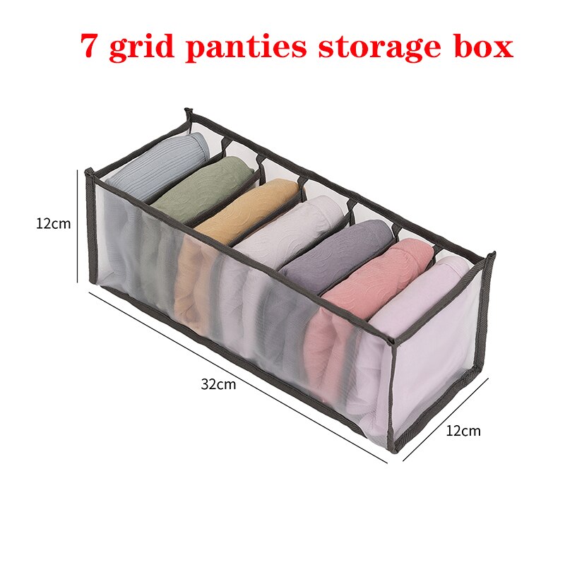 Sous-vêtements boîte de rangement Placard Organisateur Pliable Sous-Vêtements Organisateurs de Stockage de chaussettes Diviseurs Tiroir Organisateur Garde-Robe organisateur: Grey 7 Grid