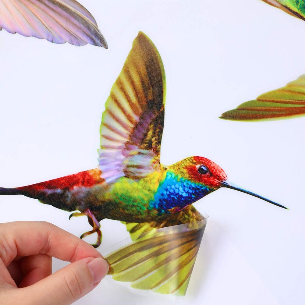 Hummingbird Sticker Glass Decal Electrostatic Glass Film Anti-Collision Window Cling To Prevent Bird Strikes Non Adhesive 6PCS