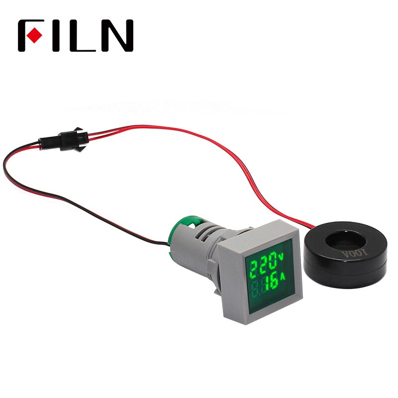 Durable LED Digital isplay Voltmeter Indicator Light 22mm Big Font Di Aperture Signal Lamp AC60-500V for Boat: color---green