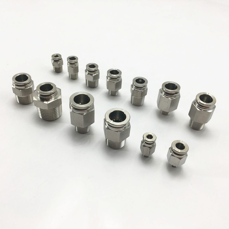304 PC series Stainless steel gas pipe quick connector Thread straight through PC4/PC6/PC8-M5/M6/01/02/03/04