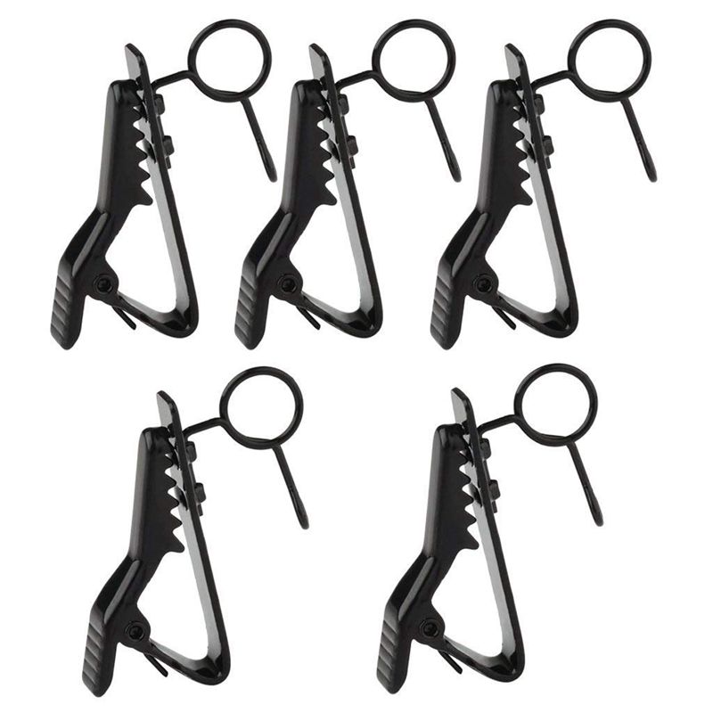 5 Pcs Ring Mini 7.5 mm Microphone Clip Holder Tie Clip Collar Clip Practical (Black)