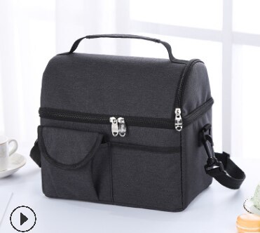 Bolsa de hielo grande de doble capa, bolsa de almacenamiento de leche materna, bolsa enfriadora de alimentos, seguro y cálido,: Negro