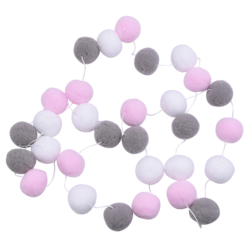 Guirlande murale avec pompon de 3cm 2.5M, décoration murale de 3cm, suspendue de Style nordique, pour chambre de bébé ou chambre d'enfant, pour la maison, de mariage: B03