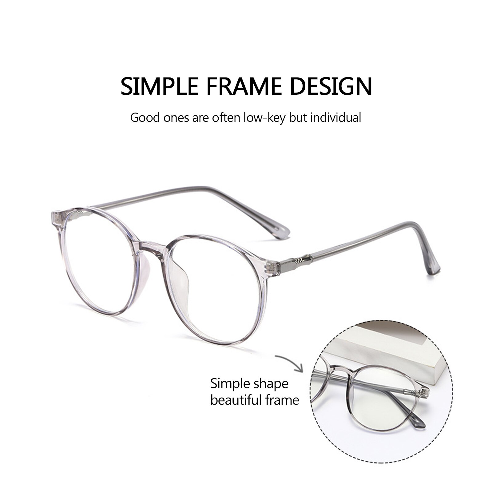 Ladies Anti-blue Light Glasses Round Big Frame Frame Thin Face Flat Mirror Glasses Eyewear Computer Readers Eyeglasses