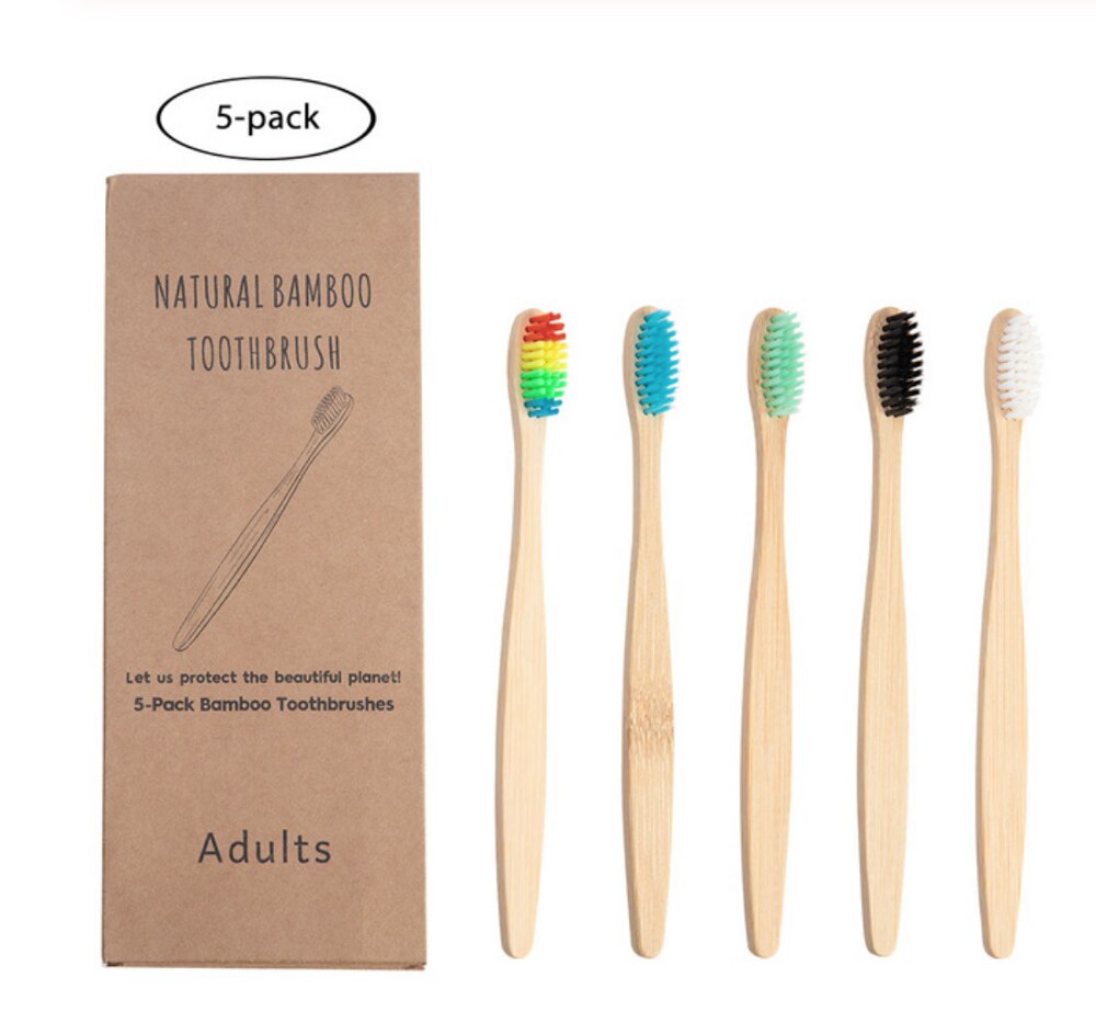 Toothbrush bamboo toothbrush rainbow degradable soft fiber toothbrush solid bamboo handle toothbrush: Orange