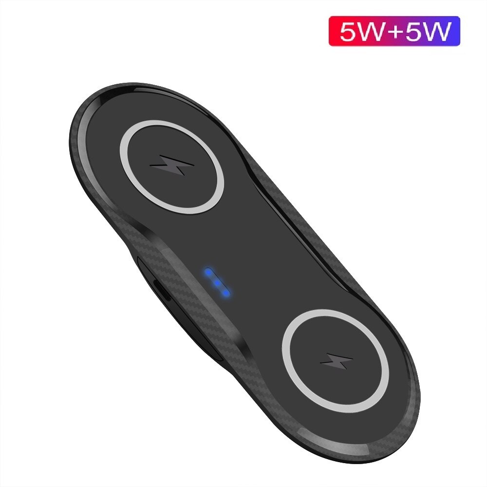 FDGAO 20W Qi chargeur sans fil double 10W Station de chargement pour iPhone 11 X XS XR 8 Airpods 2 Pro Samsung S20 S10 Note 10 9: Dual 5W Black