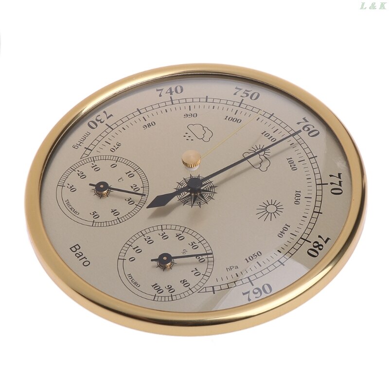 3 In 1 Wall Mounted Household Barometer Thermometer Hygrometer Weather Station Hanging Pressure hPa Gauge Air Weather Instrument