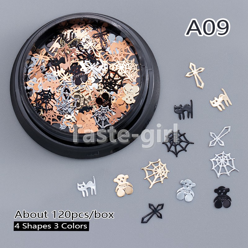 1garnek boże narodzenie metalowe ozdoby robić paznokci folia cekiny paznokci kawałek naklejki naciśnij na sztuczne paznokcie akcesoria manicure dostarcza narzędzie: HGKJP-A09