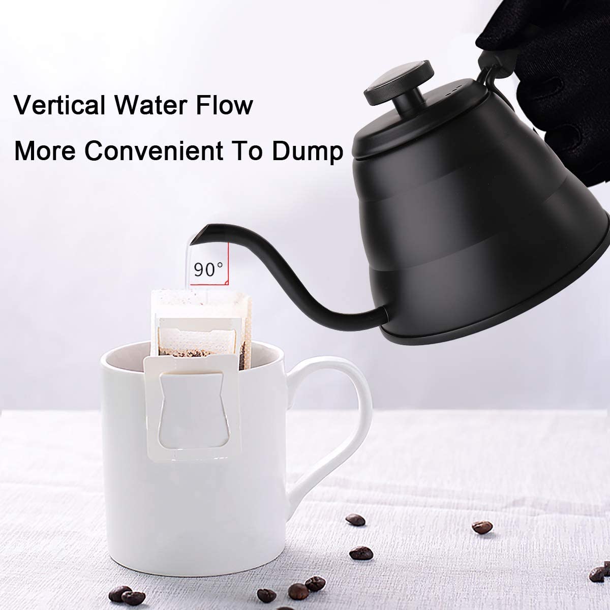 Pour Over Coffee Kettle with Thermometer-Flow Gooseneck Barista-Standard Hand Drip Coffee Kettle Pots Fit Stovetops & Induction