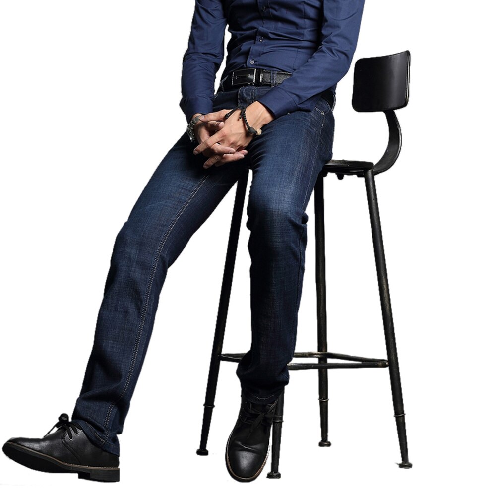 Classic Mens Skinny Business Work Jeans Casual Cotton Straight Male Work Jeans Biker Black Denim Trousers Pants