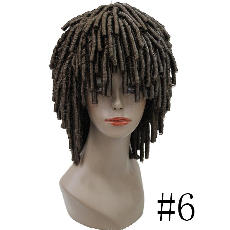 Strongbeauty dreadlock hår afrikanska flätor peruk blond/brun korkskruv lockar medellånga syntetiska peruker: #6