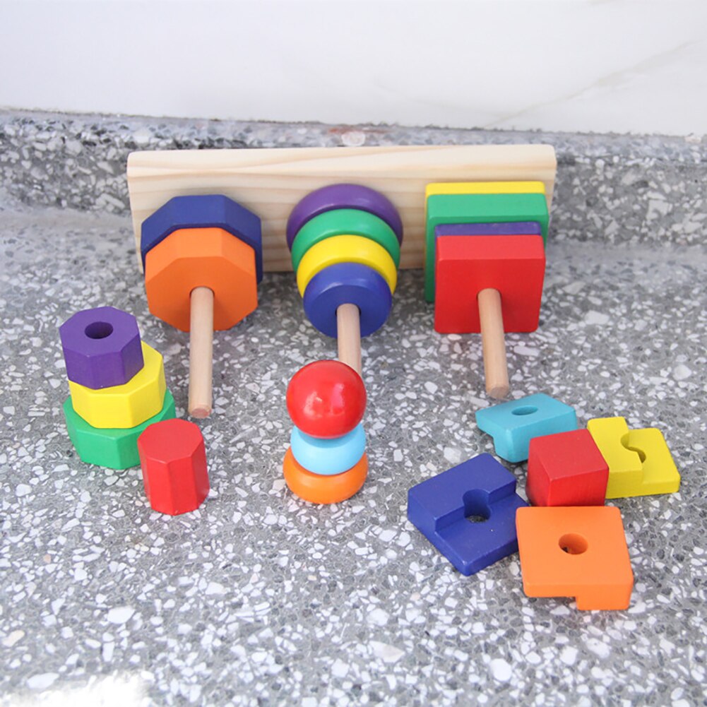 Houten Geometrische Vorm Stacker Sorteren Board Peuter Childhood Development Speelgoed Bouwen Vroege Vorm Kleur Grootte Verschillende Vaardigheden Speelgoed