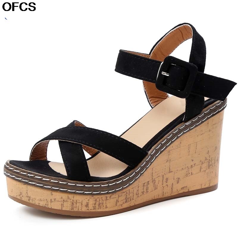 Zomer Vrouwen Sandalen Gesp Kudde Vis Mond Wedge Sandalen Hoge Hak Platform Open Tenen Vrouwen Sandalen Wig Vrouwen Schoenen 35-40